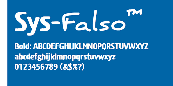 Card displaying SysFalso typeface in various styles