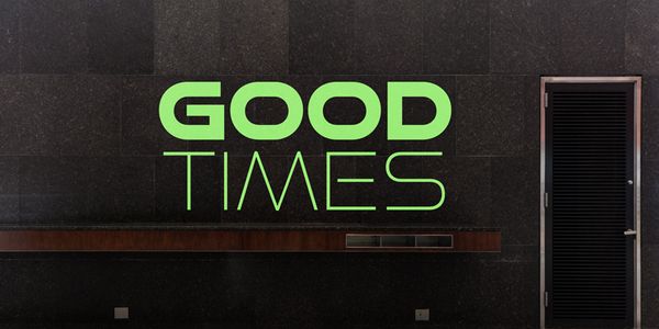 Card displaying Good Times typeface in various styles