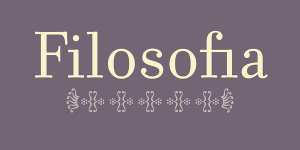 Card displaying Filosofia typeface in various styles