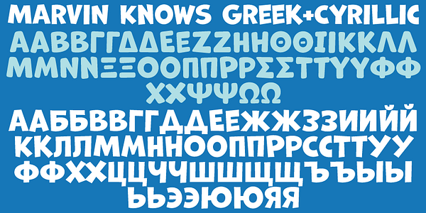 Card displaying Marvin typeface in various styles