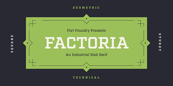 Card displaying Factoria typeface in various styles