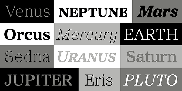 Card displaying Proxima Sera typeface in various styles