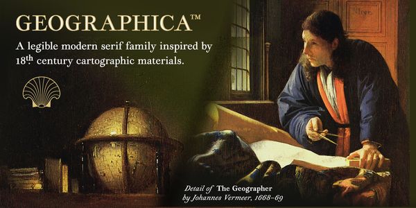 Card displaying Geographica typeface in various styles