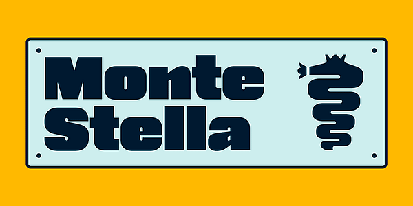 Card displaying Monte Stella typeface in various styles