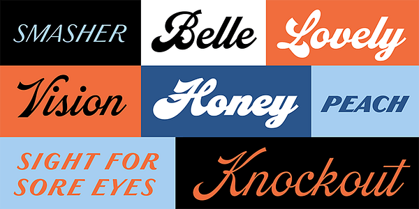 Card displaying Dreamboat typeface in various styles