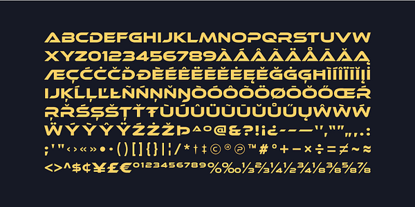 Card displaying Ethnocentric typeface in various styles