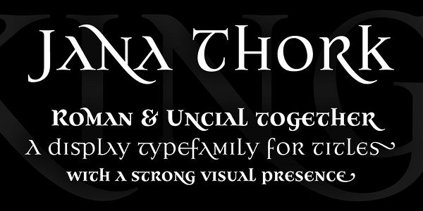 Card displaying Jana Thork typeface in various styles