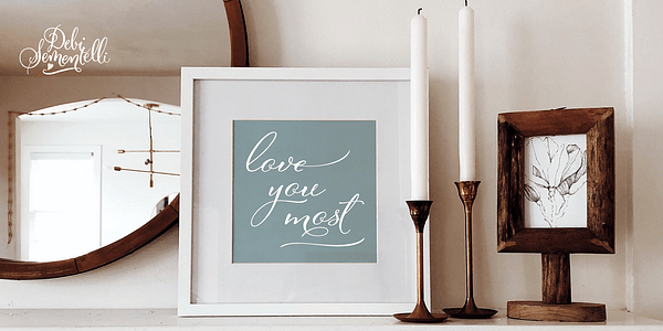 Card displaying Hello My Love typeface in various styles