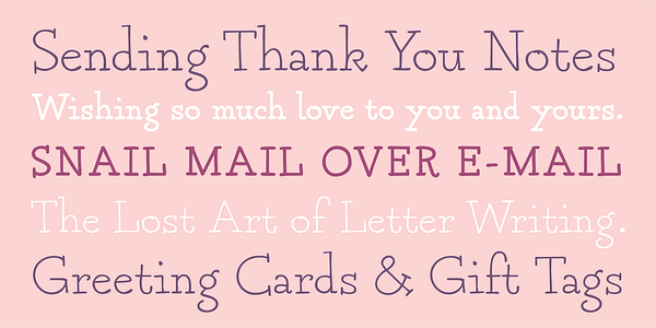 Card displaying Grandma typeface in various styles