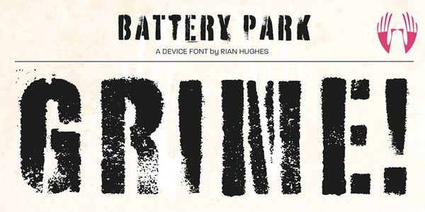 Card displaying Battery Park typeface in various styles