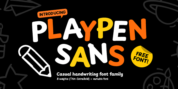 Card displaying Playpen Sans typeface in various styles