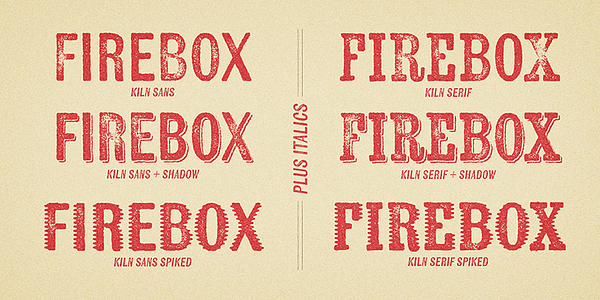 Card displaying Kiln typeface in various styles