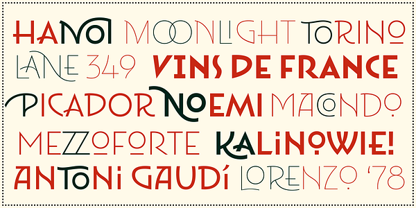 Card displaying Disalina typeface in various styles