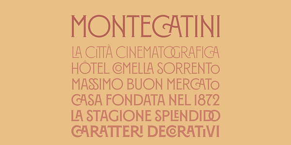 Card displaying Montecatini Pro typeface in various styles