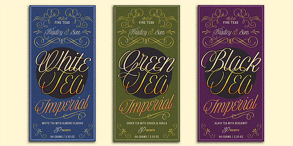 Card displaying Dickens Tale typeface in various styles