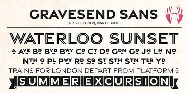 Card displaying Gravesend Sans typeface in various styles