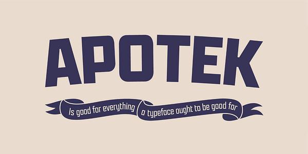 Card displaying Apotek typeface in various styles