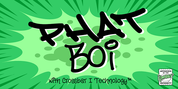 Card displaying CC Phat Boi typeface in various styles