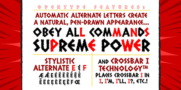 Card displaying CC Exterminate typeface in various styles