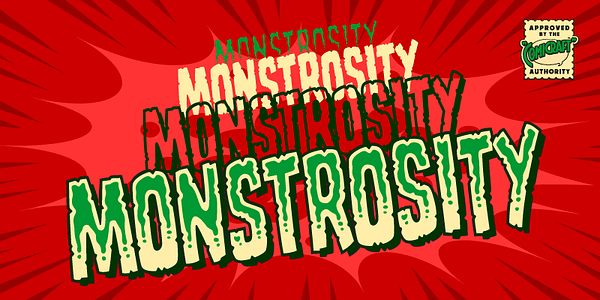 Card displaying CC Monstrosity typeface in various styles