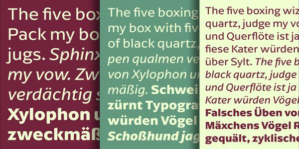 Card displaying Arpona Sans typeface in various styles