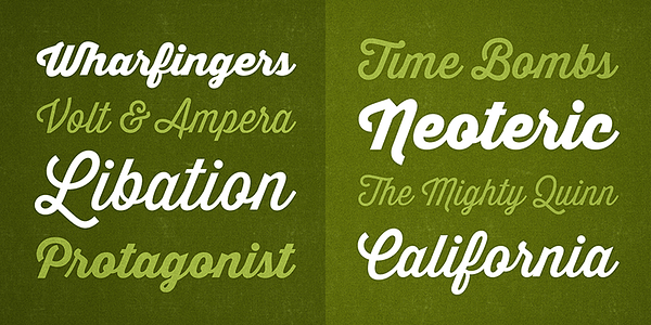 Card displaying Thirsty Script typeface in various styles