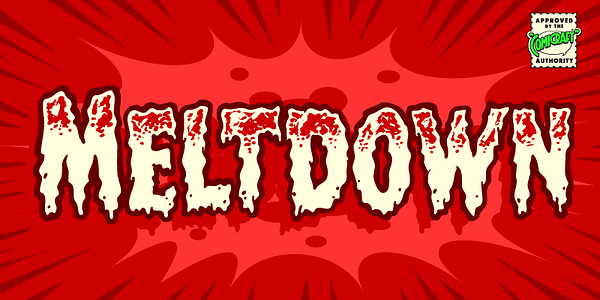 Card displaying CC Meltdown typeface in various styles