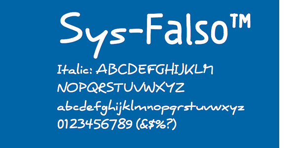 Card displaying SysFalso typeface in various styles