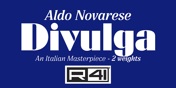 Card displaying R41 Divulga typeface in various styles