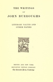 Cover of edition writingsofjohnbu00burriala