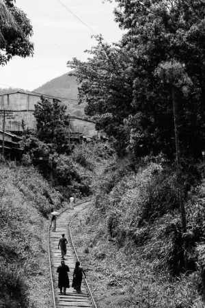 Figures on railway track