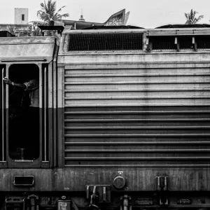 Locomotive stopping at Galle Railway Station