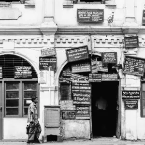 Signboards on wall