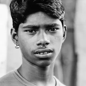 Young man with pierced earrings