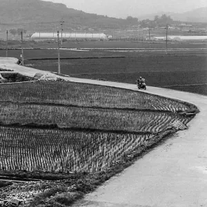 Motorbike running country road