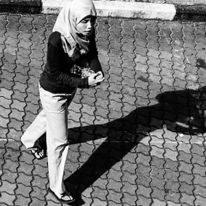 Shadow of woman wearing Hijab