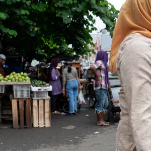 Woman wearing a vivid hijab