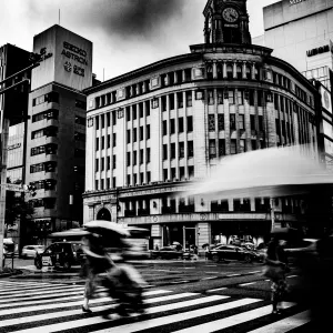 Ginza 4-chome in the rain