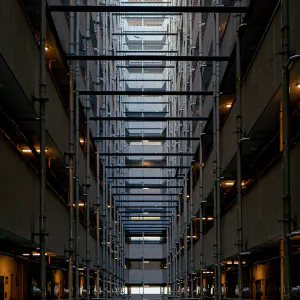 Pipes crawling through the housing complex