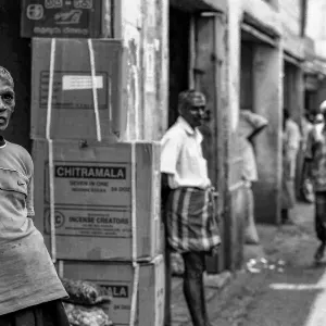 Man standing in wholesaler street