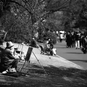 painter under the tree