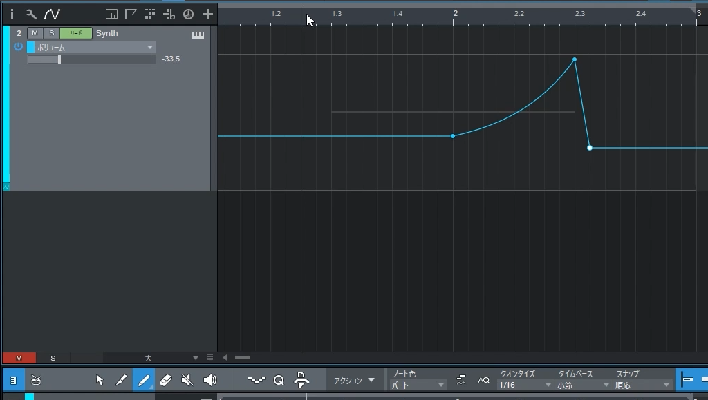 StudioOneでクレッシェンドをつける