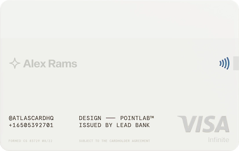 An image of the back of an Atlas card, highlighting that there is no visible card number for added security.