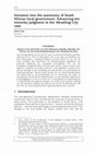 Research paper thumbnail of Intrusion into the autonomy of South African local government: Advancing the minority judgment in the Merafong City case