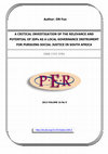 Research paper thumbnail of A Critical Investigation of the Relevance and Potential of IDPs as a Local Governance Instrument for Pursuing Social Justice in South Africa