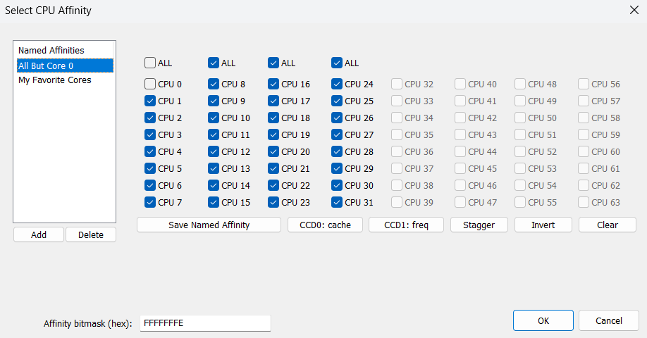 Named CPU affinities