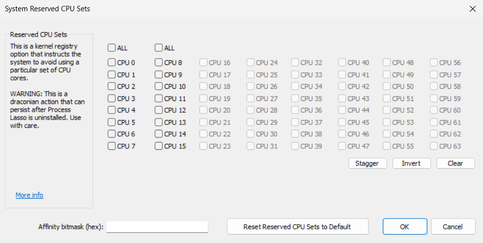 System Reserved CPU Sets Tool