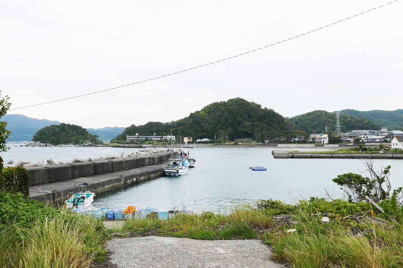 竜島港内の堤防