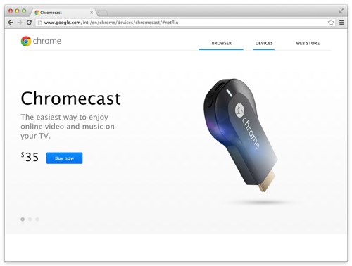 Google が発表した、テレビに刺す無線ストリームアダプタ [ Chromecast ] が ( ・∀・)ｲｲ!!