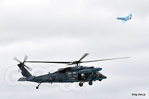 救難展示を行う UH-60J （78-4584） と U-125A（12-3018） - 松島基地 復興感謝イベント 2016（消防ヘリ～救難展示編）